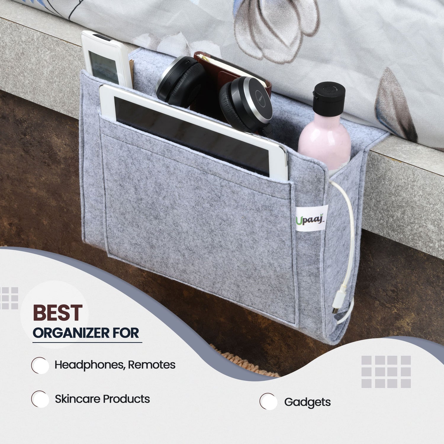 UPAAJ Bedside Pouch - Bed Side Storage Organiser and Bed Side Organizers