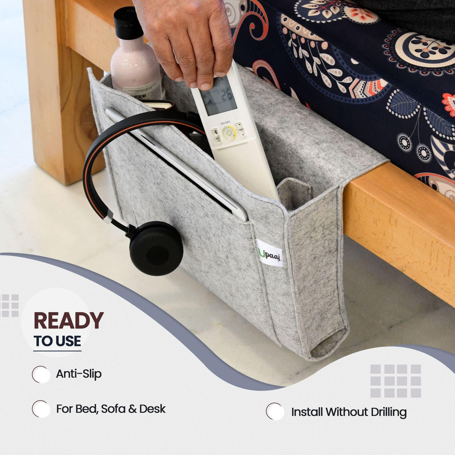 UPAAJ Bedside Pouch - Bed Side Storage Organiser and Bed Side Organizers