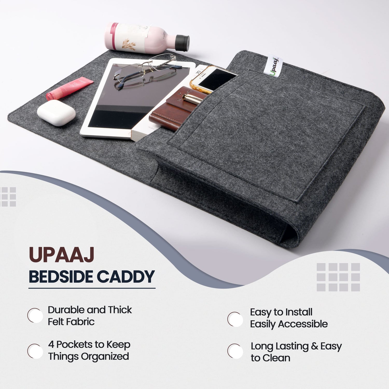 UPAAJ Bedside Pouch - Bed Side Storage Organiser and Bed Side Organizers