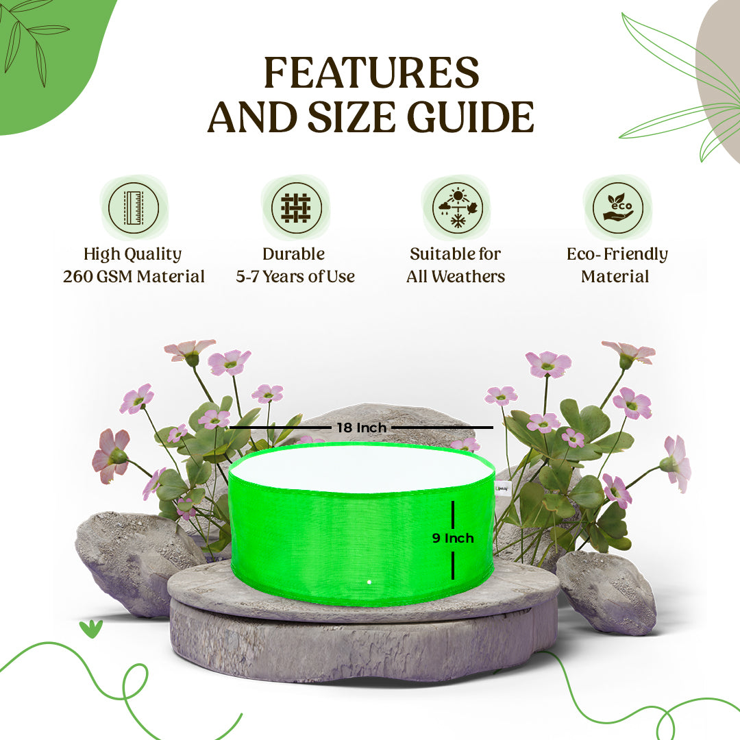 Features and size guide of HDPE 18X9 grow bags