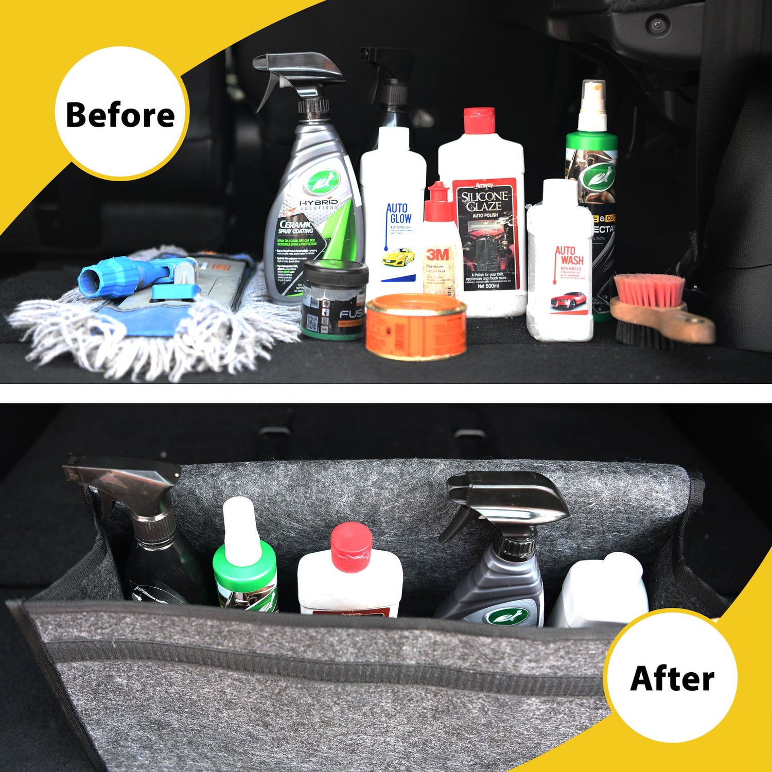 With car cleaning kit organizer and without organizer